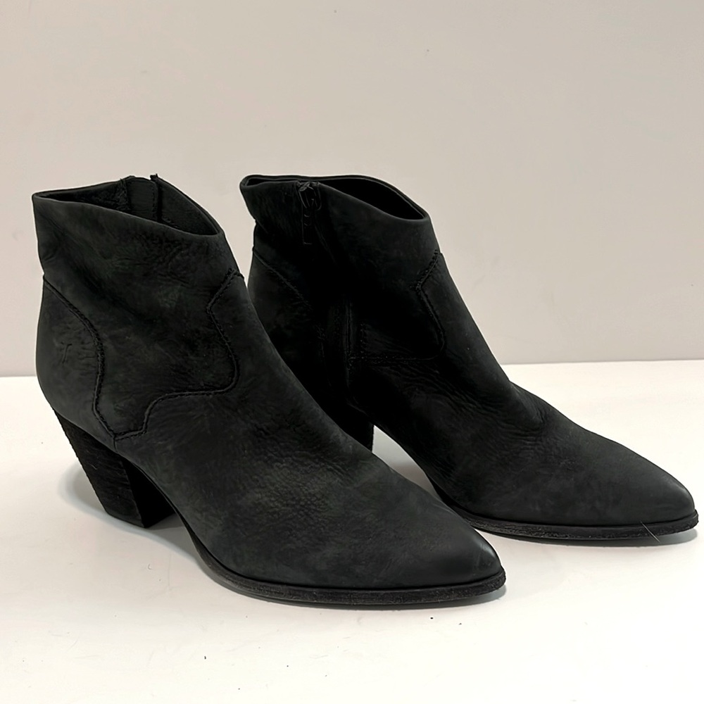 Frye Reed Bootie 78341 Womens Black Leather Zipper Ankle & Booties Boots